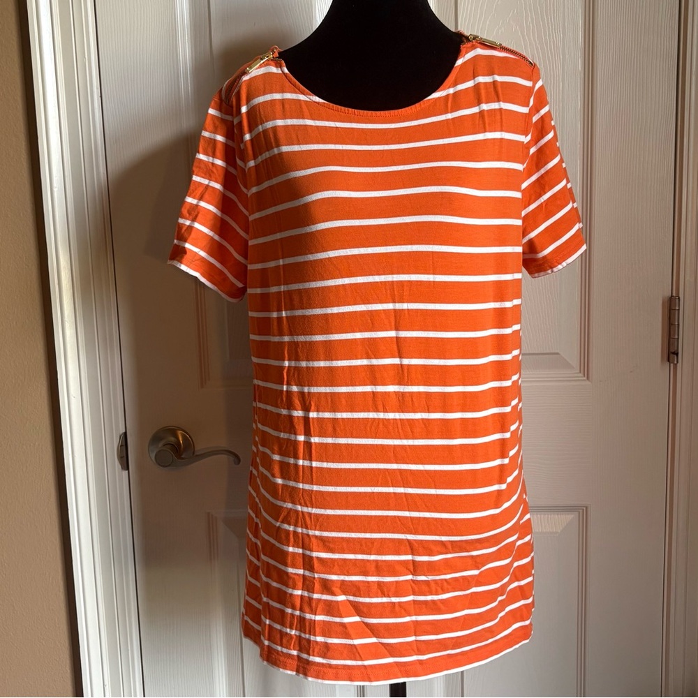 MICHAEL KORS Striped Zipper Tee
